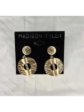 Madison Tyler Hammered Gold Tone Circle Drop Earrings